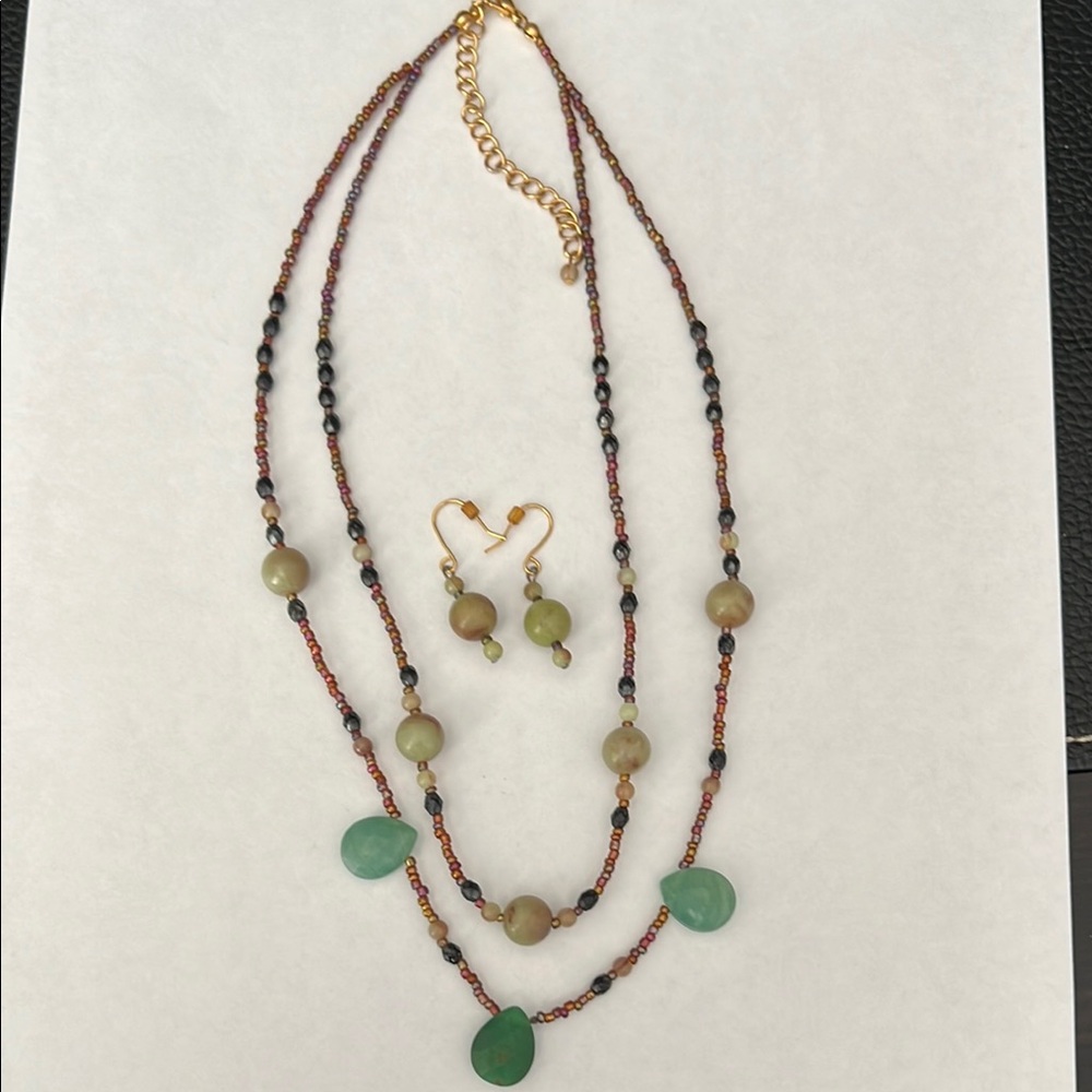 Elegant Multi-Color Beaded Necklace and Earring Set